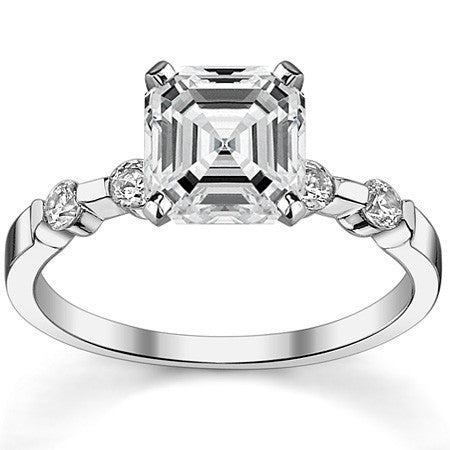 Round Brilliant Moissanite Bar Style Engagement Ring, 0.24ct