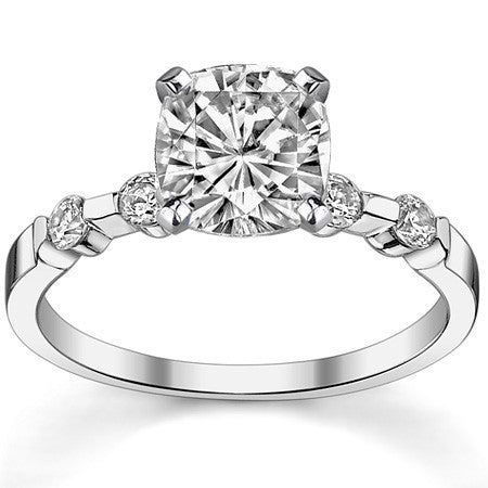 Round Brilliant Moissanite Bar Style Engagement Ring, 0.24ct