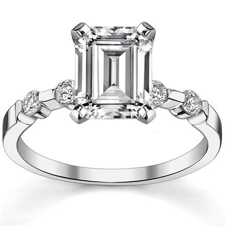 Round Brilliant Moissanite Bar Style Engagement Ring, 0.24ct