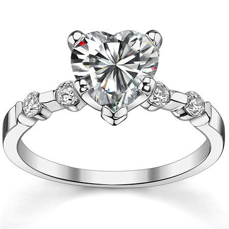 Round Brilliant Moissanite Bar Style Engagement Ring, 0.24ct