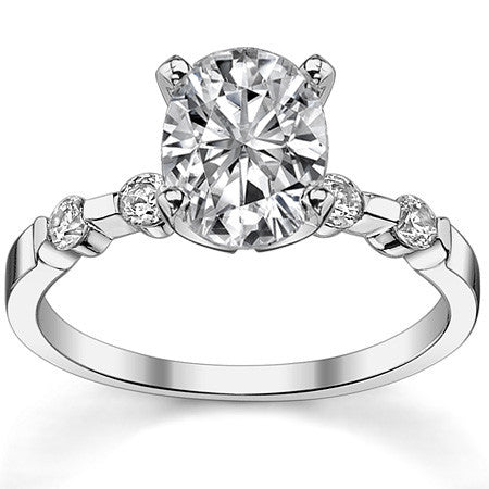Round Brilliant Moissanite Bar Style Engagement Ring, 0.24ct