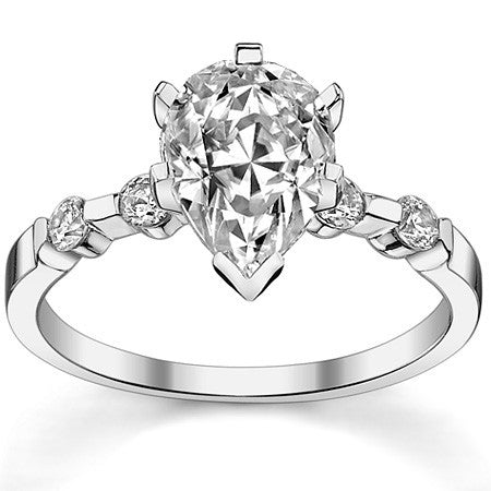 Round Brilliant Moissanite Bar Style Engagement Ring, 0.24ct