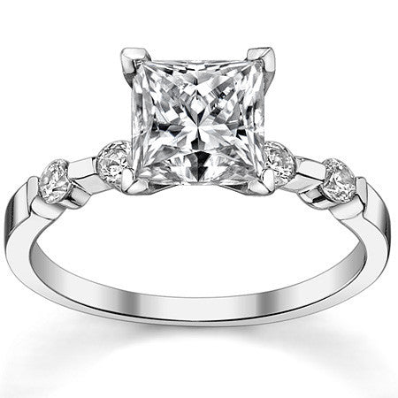 Round Brilliant Moissanite Bar Style Engagement Ring, 0.24ct