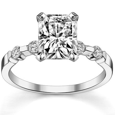 Round Brilliant Moissanite Bar Style Engagement Ring, 0.24ct