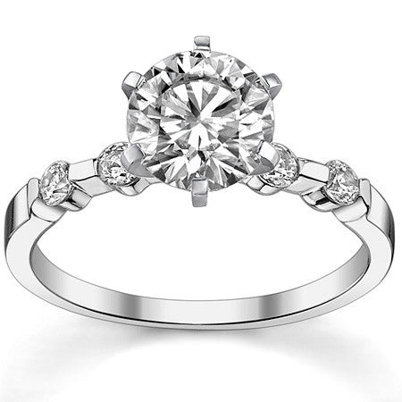 Round Brilliant Moissanite Bar Style Engagement Ring, 0.24ct