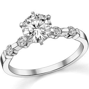 Round Brilliant Moissanite Bar Style Engagement Ring, 0.24ct