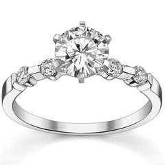 Round Brilliant Moissanite Bar Style Engagement Ring, 0.24ct