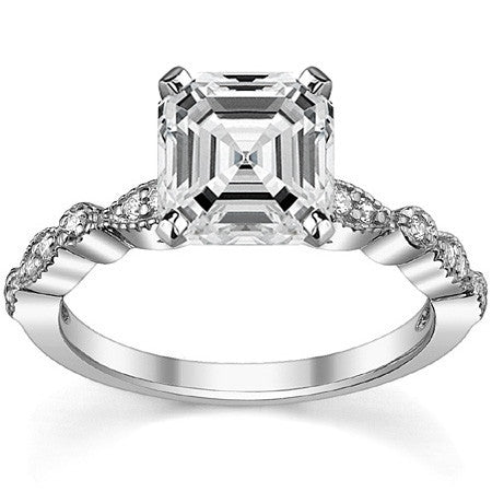 Round Brilliant Moissanite Petite Milgrain Engagement Ring