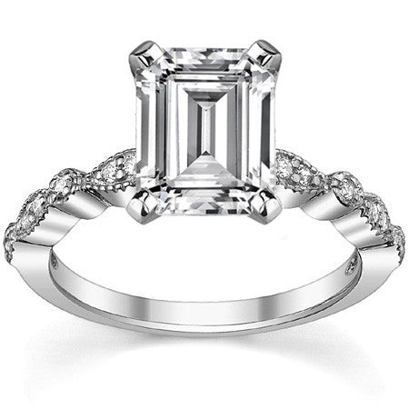 Round Brilliant Moissanite Petite Milgrain Engagement Ring