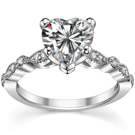 Round Brilliant Moissanite Petite Milgrain Engagement Ring