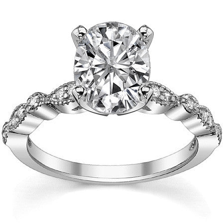 Round Brilliant Moissanite Petite Milgrain Engagement Ring