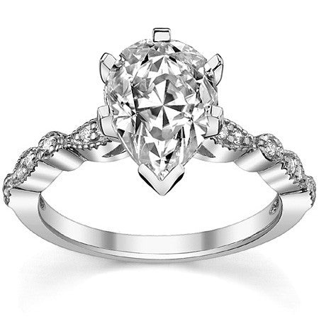 Round Brilliant Moissanite Petite Milgrain Engagement Ring