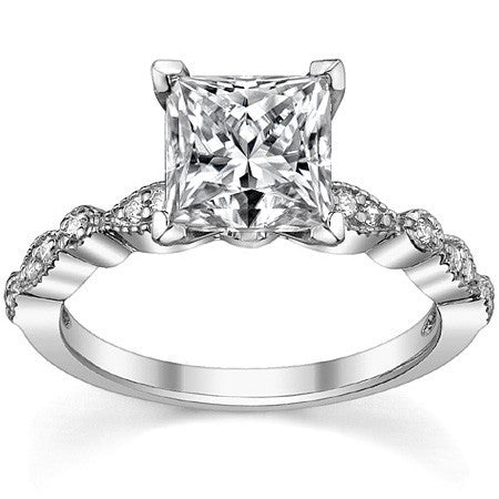 Round Brilliant Moissanite Petite Milgrain Engagement Ring