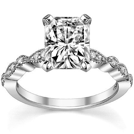 Round Brilliant Moissanite Petite Milgrain Engagement Ring