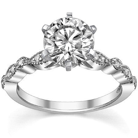Round Brilliant Moissanite Petite Milgrain Engagement Ring
