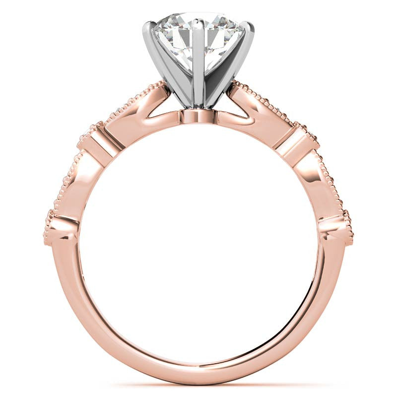 Round Brilliant Moissanite Petite Milgrain Engagement Ring