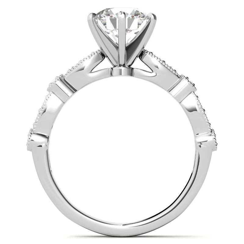 Round Brilliant Moissanite Petite Milgrain Engagement Ring