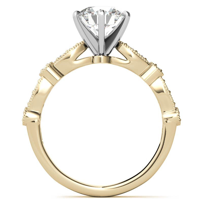 Round Brilliant Moissanite Petite Milgrain Engagement Ring