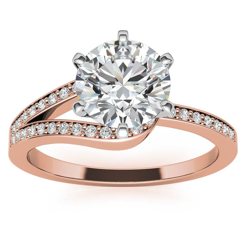 Moissanite & Diamond Petite Love Knot Engagement Ring