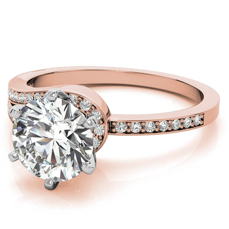 Moissanite & Diamond Petite Love Knot Engagement Ring