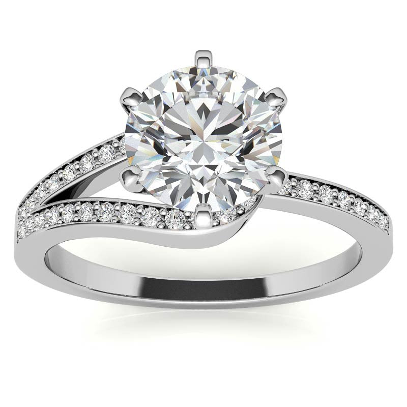 Moissanite & Diamond Petite Love Knot Engagement Ring