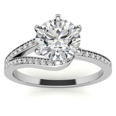 Moissanite & Diamond Petite Love Knot Engagement Ring
