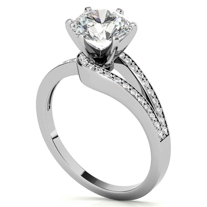 Moissanite & Diamond Petite Love Knot Engagement Ring
