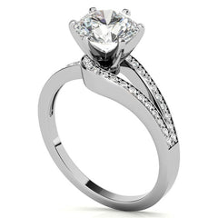 Moissanite & Diamond Petite Love Knot Engagement Ring