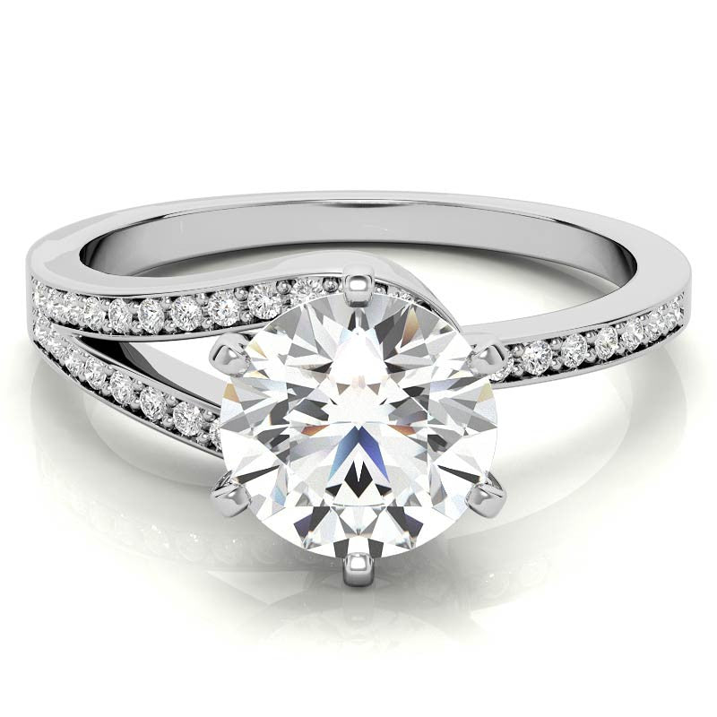Moissanite & Diamond Petite Love Knot Engagement Ring