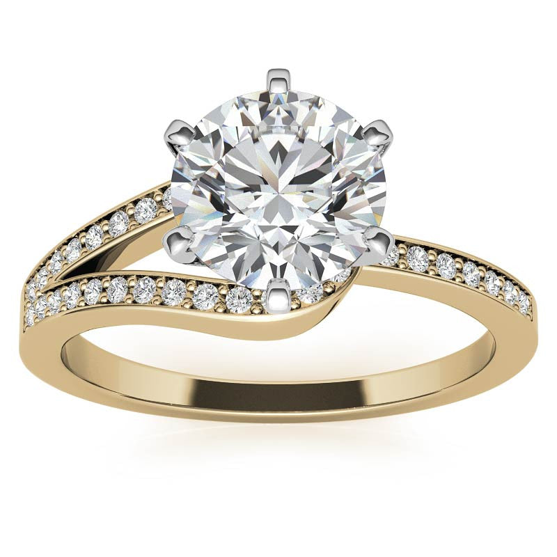 Moissanite & Diamond Petite Love Knot Engagement Ring