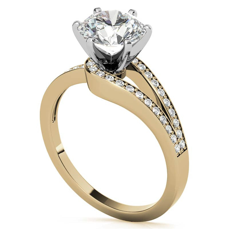 Moissanite & Diamond Petite Love Knot Engagement Ring