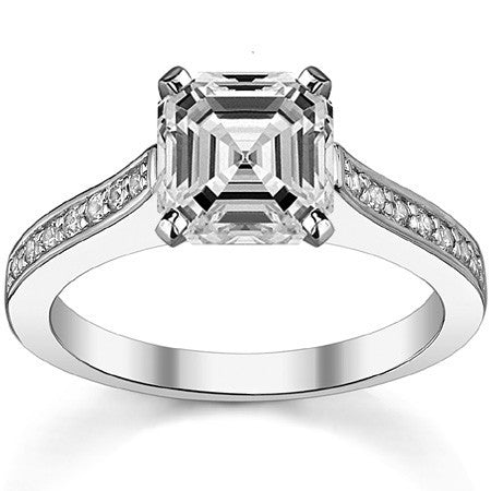 Round Brilliant Moissanite Petite Cathedral Engagement Ring, 0.21ct