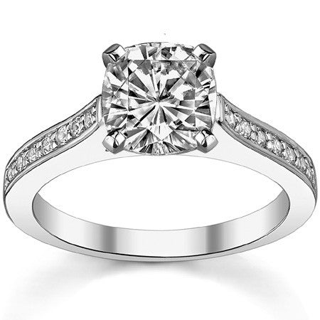 Round Brilliant Moissanite Petite Cathedral Engagement Ring, 0.21ct