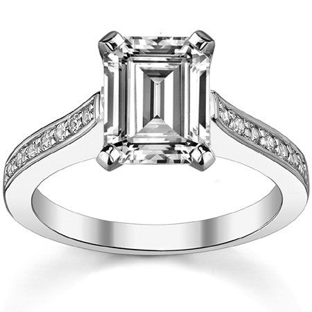 Round Brilliant Moissanite Petite Cathedral Engagement Ring, 0.21ct