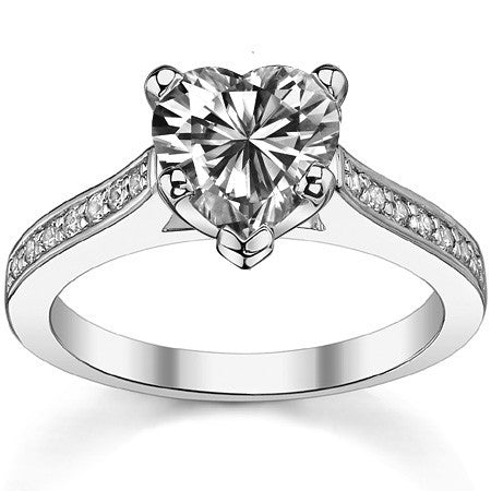 Round Brilliant Moissanite Petite Cathedral Engagement Ring, 0.21ct