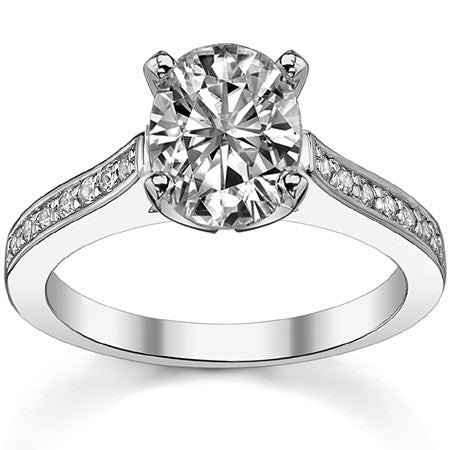 Round Brilliant Moissanite Petite Cathedral Engagement Ring, 0.21ct