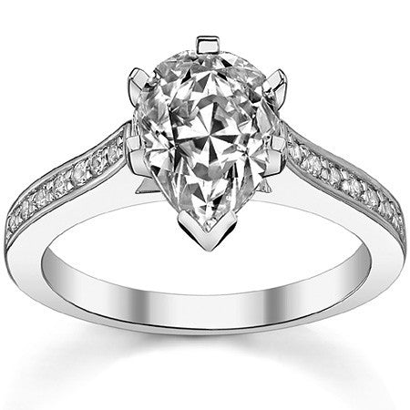 Round Brilliant Moissanite Petite Cathedral Engagement Ring, 0.21ct