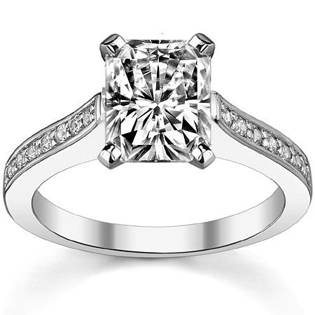Round Brilliant Moissanite Petite Cathedral Engagement Ring, 0.21ct