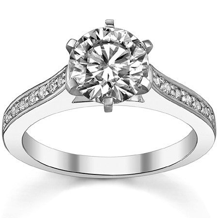 Round Brilliant Moissanite Petite Cathedral Engagement Ring, 0.21ct