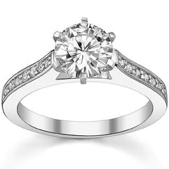 Round Brilliant Moissanite Petite Cathedral Engagement Ring, 0.21ct