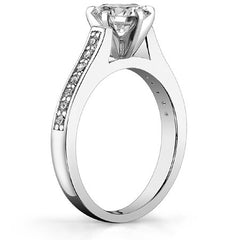 Round Brilliant Moissanite Petite Cathedral Engagement Ring, 0.21ct