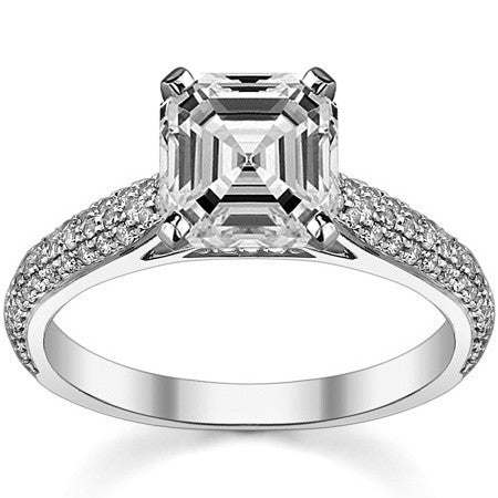 Moissanite & Diamond Pave Cathedral Engagement Ring, 0.38ct