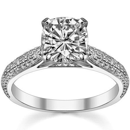 Moissanite & Diamond Pave Cathedral Engagement Ring, 0.38ct