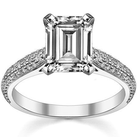 Moissanite & Diamond Pave Cathedral Engagement Ring, 0.38ct