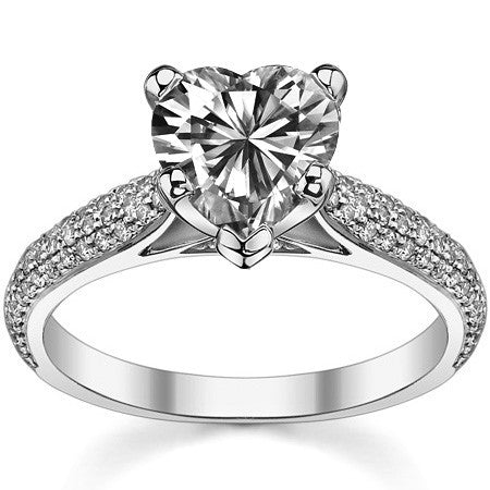 Moissanite & Diamond Pave Cathedral Engagement Ring, 0.38ct
