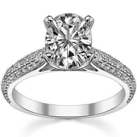 Moissanite & Diamond Pave Cathedral Engagement Ring, 0.38ct