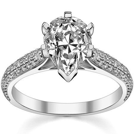 Moissanite & Diamond Pave Cathedral Engagement Ring, 0.38ct