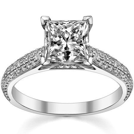 Moissanite & Diamond Pave Cathedral Engagement Ring, 0.38ct