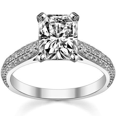Moissanite & Diamond Pave Cathedral Engagement Ring, 0.38ct