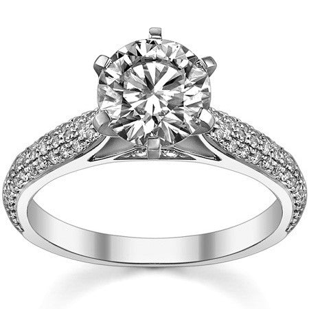 Moissanite & Diamond Pave Cathedral Engagement Ring, 0.38ct